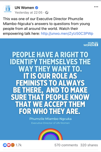 “It is our role as feminists to always be there, and to make sure that people know that we accept them for who they are.” So says the Executive Director of UN Women...