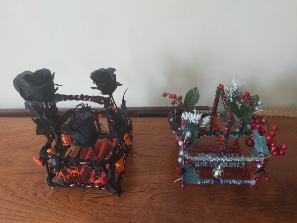 DD is mocking me because I'm putting my winter decor up.