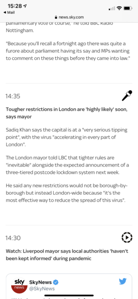 When is London going to have a local lockdown
