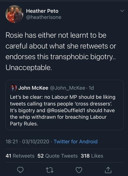 Today’s witch burning - Rosie Duffield MP