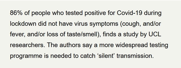 To start with, it was thought only 20% of people got symptoms. What do they think now?