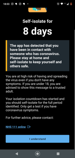 App has told me to self-isolate - but haven't been anywhere?