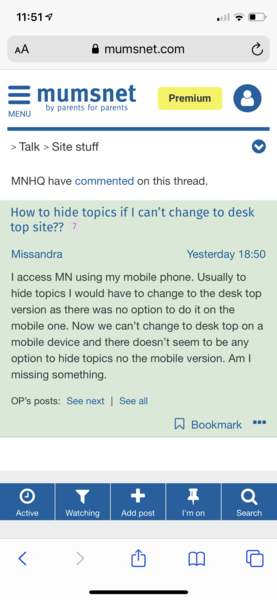 How to hide topics if I can’t change to desk top site??