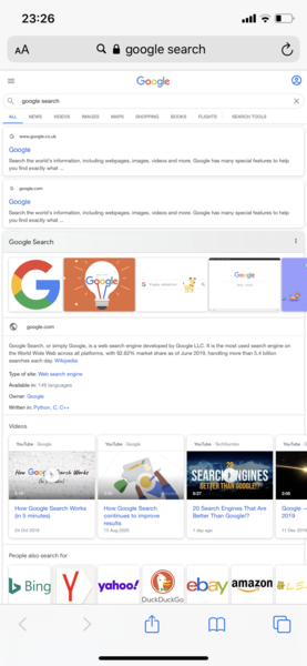 Anyone know how to switch back to mobile version of google search on iPhone 11??