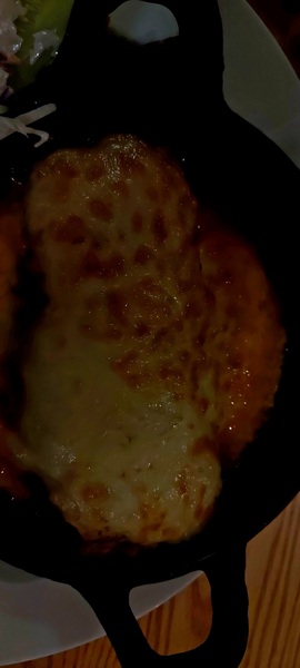 Lasagna with cheese on top