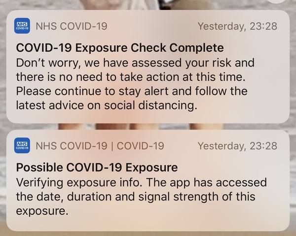 Who has had the weird app notification about possible Covid exposure?