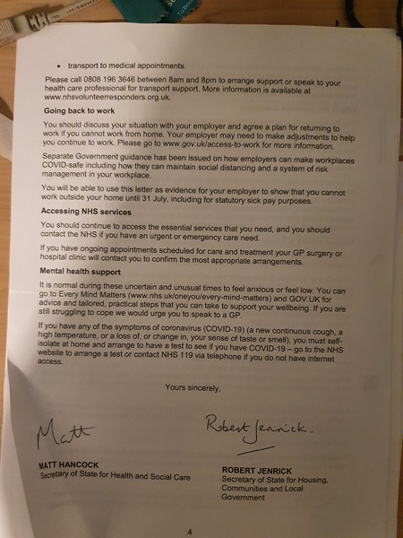 Did anybody receive a shielding letter today?