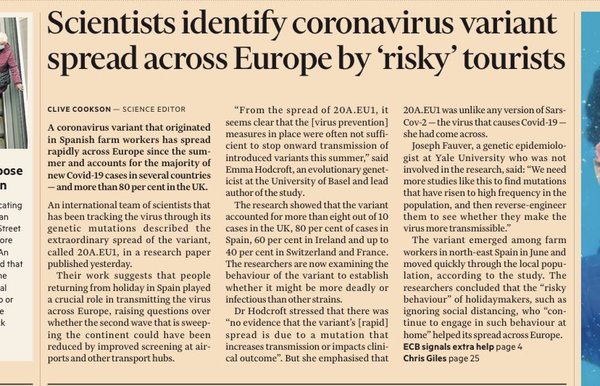 New research showing that Spanish holidaymakers played a key role in spreading virus over summer