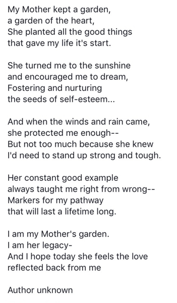 Help me find a funeral poem / reading for my mum