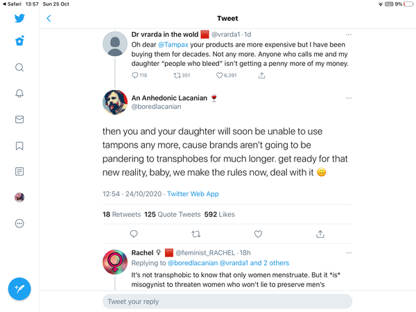 Tampax getting ratioed