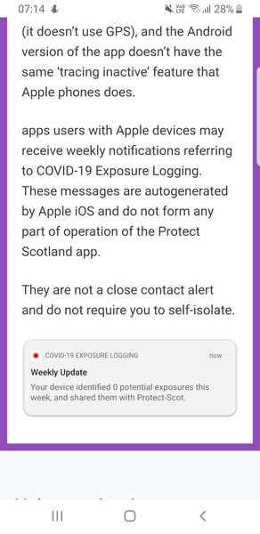 Protect Scotland app exposure