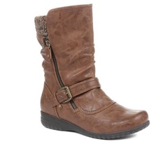 Mid calf boots - tan or grey? How to style? Photos inc.