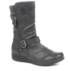 Mid calf boots - tan or grey? How to style? Photos inc.