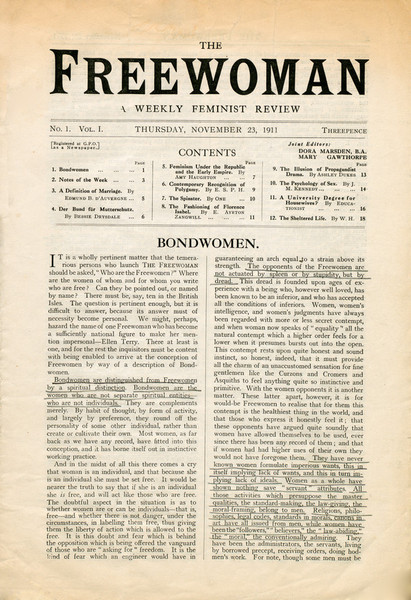 The Freewoman journal 1911-1912