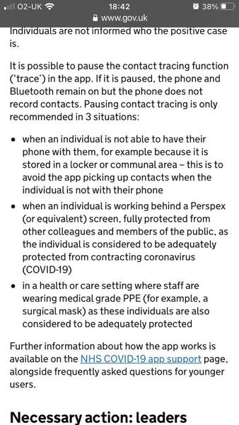 Have been asked to turn the covid app off at work?