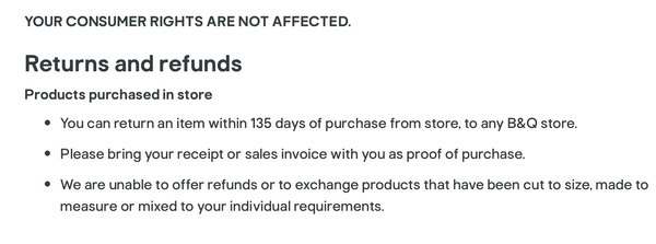 Help needed B&Q exchange/ returns?