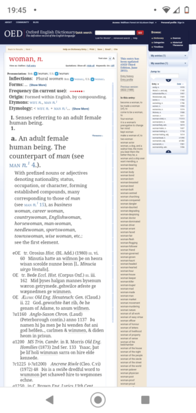 Dictionary definition of woman