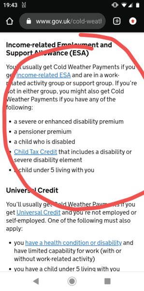 Cold weather payment