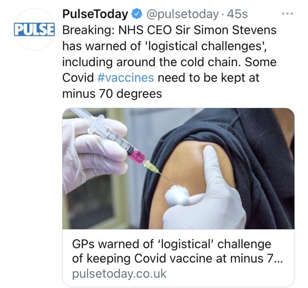 Vaccine Rollout being prepared to start in December