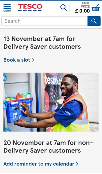 Tesco Delivery Pass Xmas slots reminder