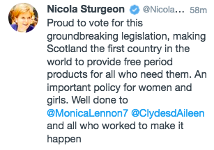 Free period products in Scotland