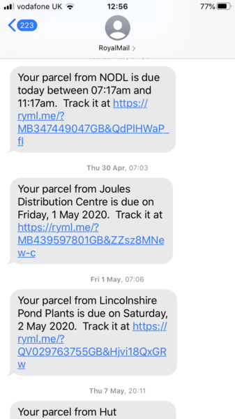 Odd text message from Royal Mail