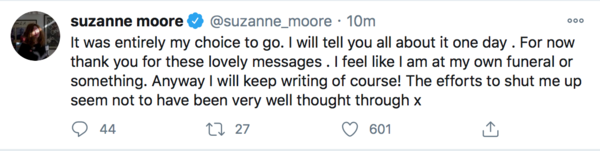 Suzanne Moore left the Guardian