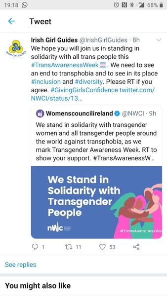 Another one for Irish Feminists - this person holds a GRC and might soon be held in Dochas prison with women and childrem