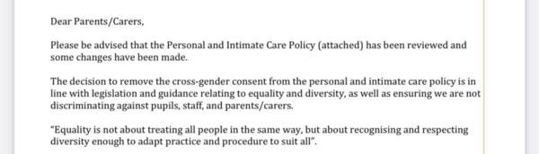 Concerning tweet from a mum of a disabled child regarding their care at school.