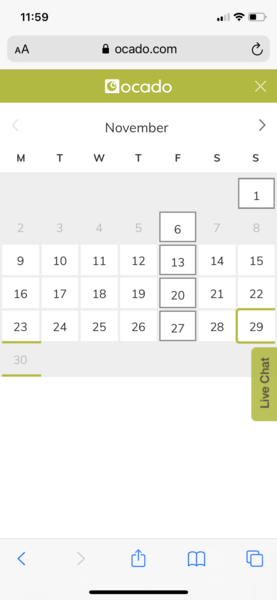 Sainsbury's delivery only showing a week