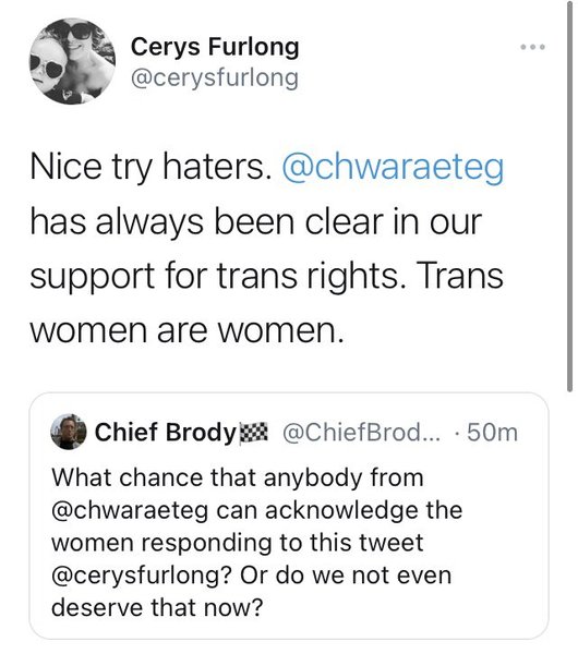 Chwarae Teg - supposed to champion women and Girls in Wales...