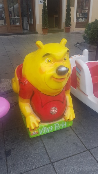Dh putting bags of dog pooh in bin