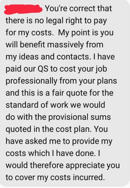 Builder has charged me for quotation!