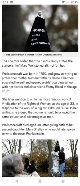 Statue to honour Wollstonecraft