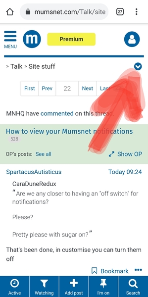 How to view your Mumsnet notifications