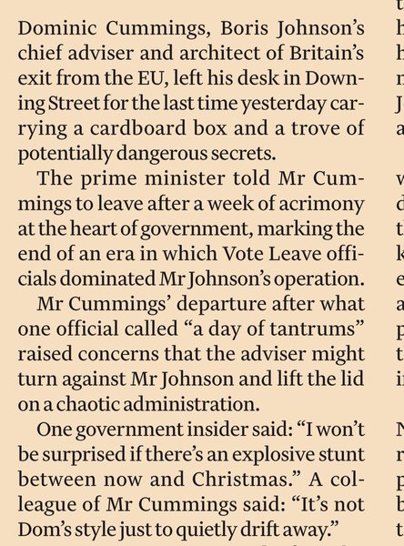 Westminstenders: Going, going, cummings