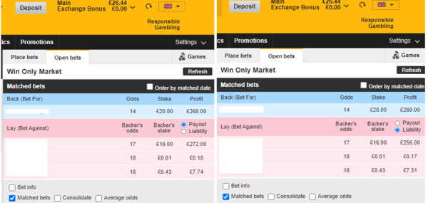 Betfair Exchange Help Matched bet - Newbie Error ... ?