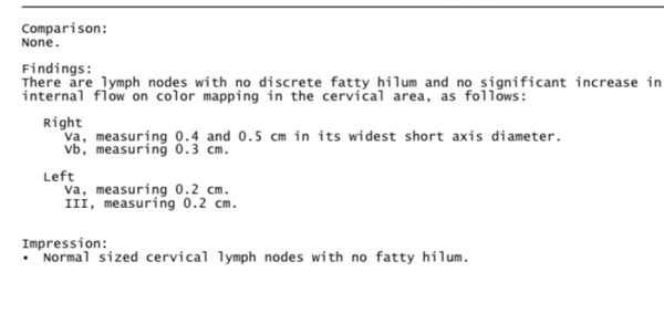Swollen neck nodes ultrasound