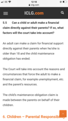 Spanish law re supporting offspring