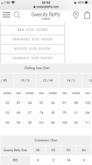 Sweaty Betty sizes | Mumsnet