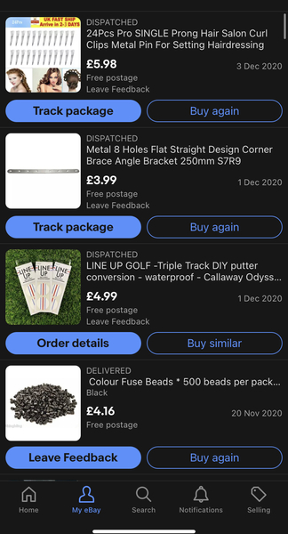 Your last 4 ebay buys? And let's guess your age!