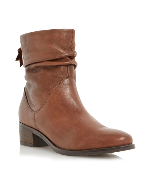 Tan leather boots with a slight slouch