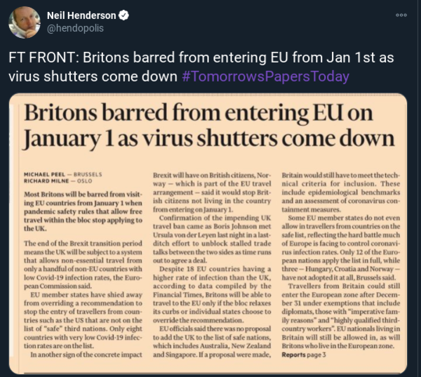 Westminstenders: Off he pops to Brussels