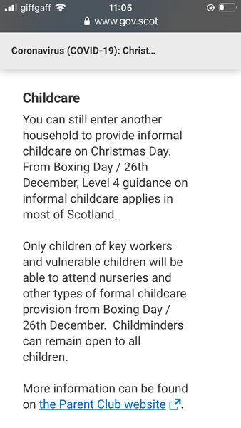 Essential childcare only in tier 4