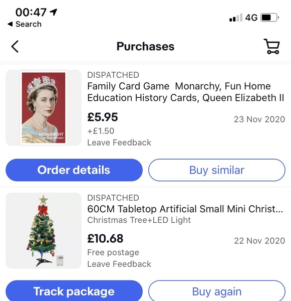 Your last 4 ebay buys? And let's guess your age!