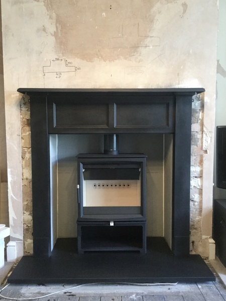 Log burner with Victorian Fire Surround
