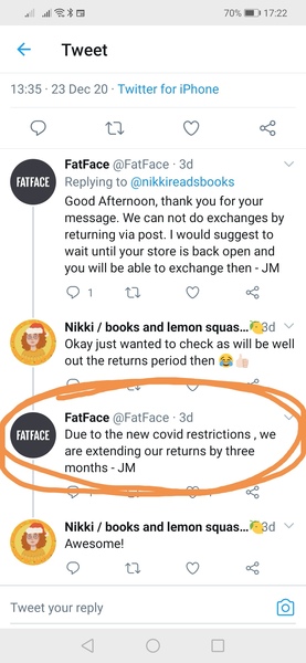 shops need to lengthen their returns due to tier 4 restrictions