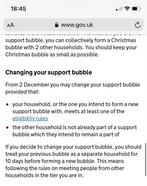 Changing support bubble