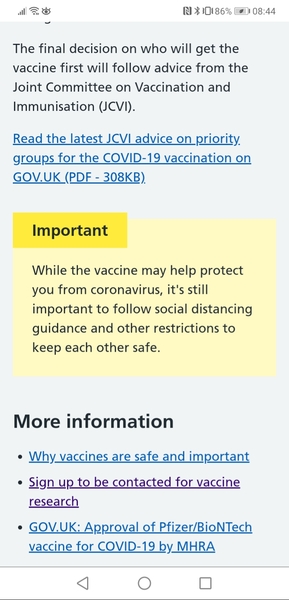 To those not having the vaccine