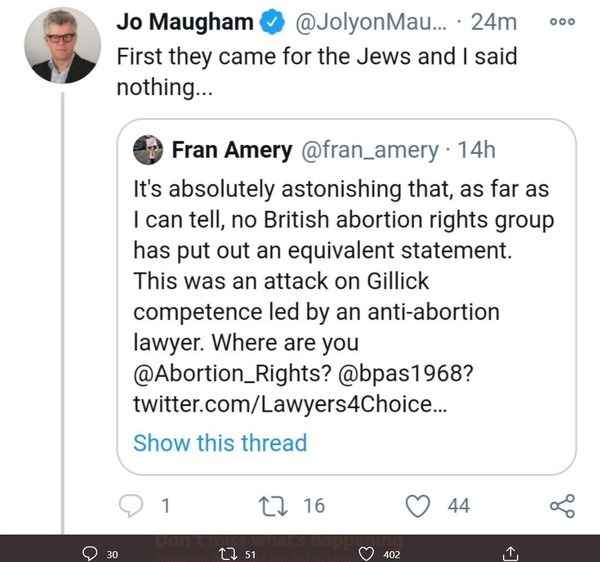 Abortion Rights UK tweet about Keira Bell case